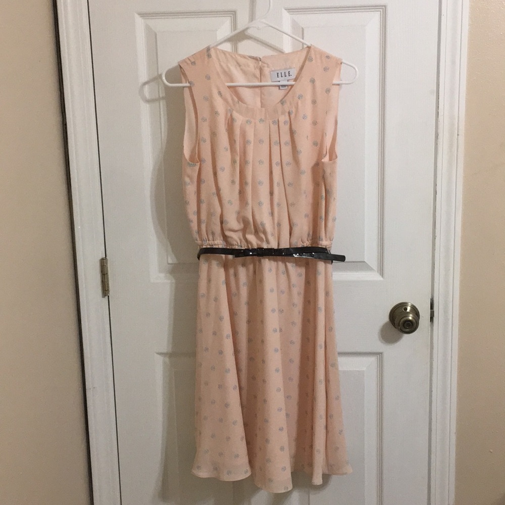 Elle blush and black polka dot dress!